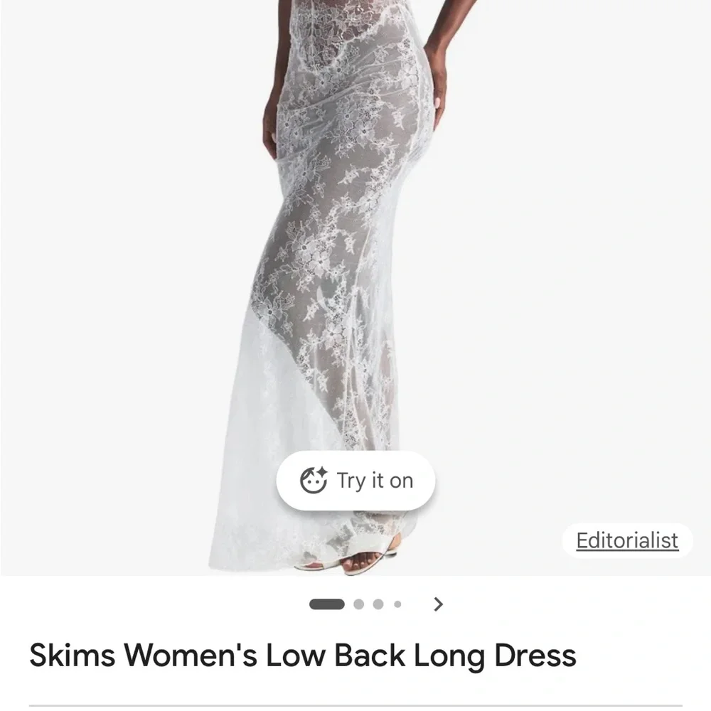 SKIMS White Lace Low-Back Maxi Dress - Picture 1 of 6